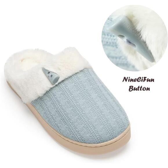Women's Slip on Fuzzy House Slippers Memory Foam Slippers Scuff Outdoor Indoor - Picture 5 of 7